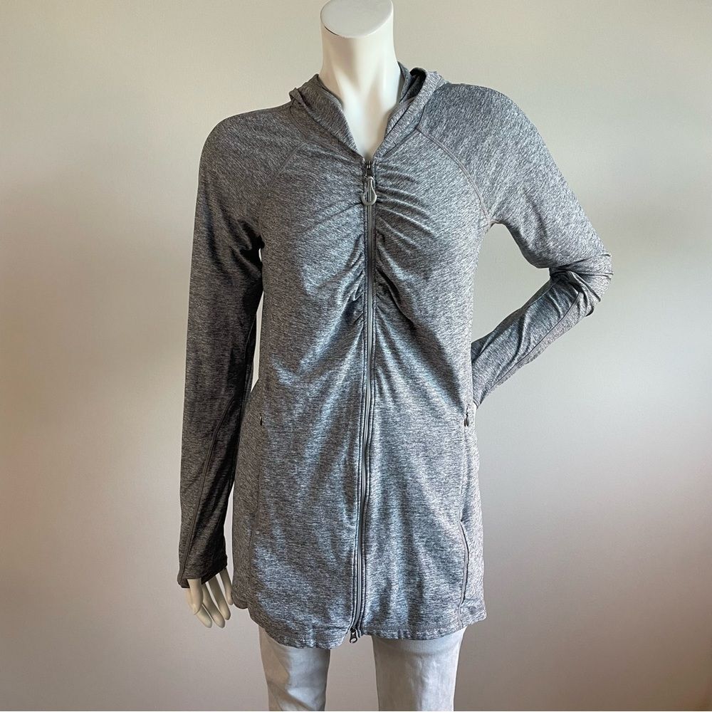 ATHLETA Vitamin Sea Heather Gray Hooded Zip Up Jacket